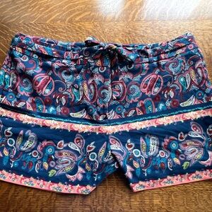 LOFT Blue and Pink Bermudas Vibrant Paisley Design